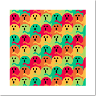 Ghost Tessellation Pattern (Retro Color) Posters and Art